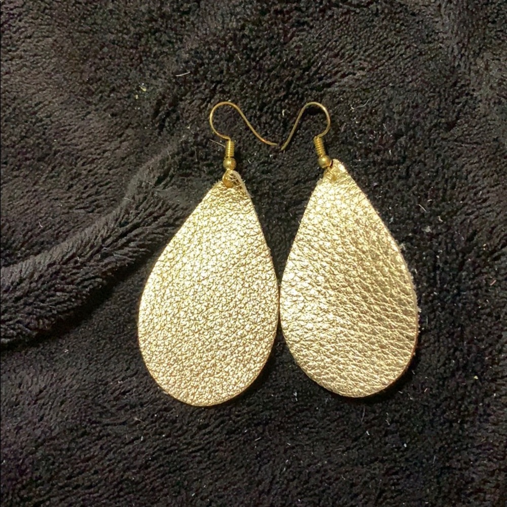 Gold Metallic Leather Earrings